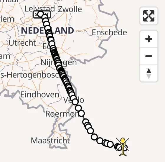 Vlucht Traumahelikopter PH-MAA van Lelystad Airport naar Sankt Augustin op maandag 6 januari 2025 11:37