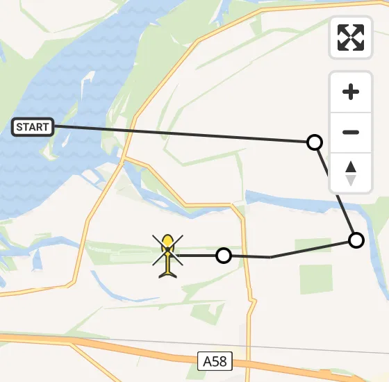 Vlucht Kustwachthelikopter PH-SAR van Arnemuiden naar Vliegveld Midden-Zeeland op maandag 6 januari 2025 11:45