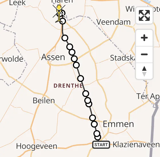 Vlucht Traumahelikopter PH-TTR van Holsloot naar Groningen Airport Eelde op maandag 6 januari 2025 12:09