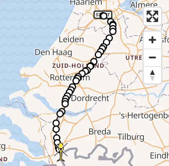 Vlucht Politiehelikopter PH-PXC van Schiphol naar Wouwse Plantage op maandag 6 januari 2025 12:25