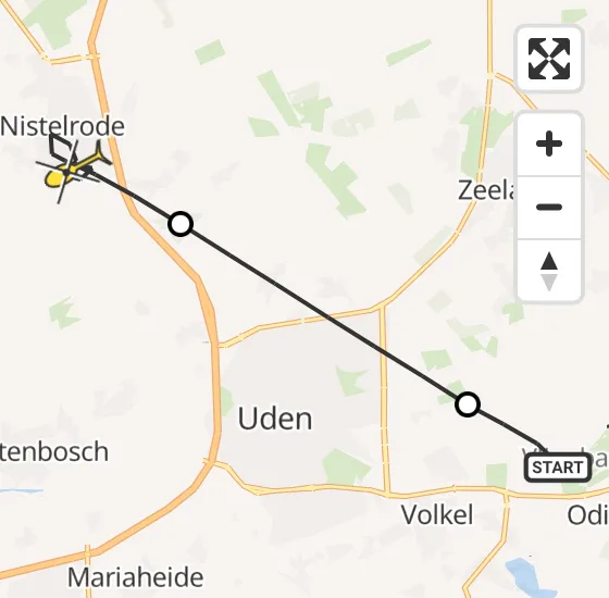 Vlucht Traumahelikopter PH-DOC van Vliegbasis Volkel naar Nistelrode op maandag 6 januari 2025 13:33