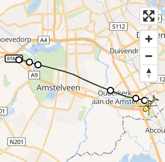 Vlucht Traumahelikopter PH-LLN van Badhoevedorp naar Academisch Medisch Centrum (AMC) op maandag 6 januari 2025 13:52