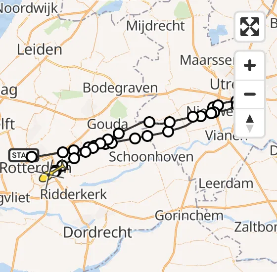 Vlucht Traumahelikopter PH-UMC van Rotterdam The Hague Airport naar Rotterdam op maandag 6 januari 2025 13:54