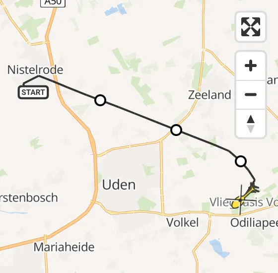 Vlucht Traumahelikopter PH-DOC van Nistelrode naar Vliegbasis Volkel op maandag 6 januari 2025 14:05