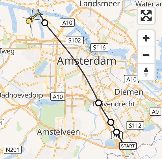 Vlucht Traumahelikopter PH-LLN van Academisch Medisch Centrum (AMC) naar Amsterdam Heliport op maandag 6 januari 2025 14:15