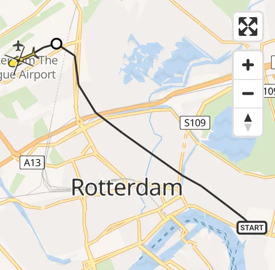 Vlucht Traumahelikopter PH-UMC van Rotterdam naar Rotterdam The Hague Airport op maandag 6 januari 2025 14:54