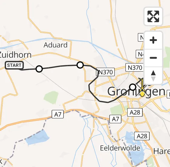 Vlucht Traumahelikopter PH-TTR van Zuidhorn naar Universitair Medisch Centrum Groningen op maandag 6 januari 2025 15:38