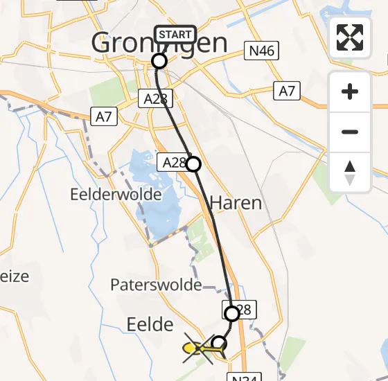 Vlucht Traumahelikopter PH-TTR van Universitair Medisch Centrum Groningen naar Groningen Airport Eelde op maandag 6 januari 2025 16:14