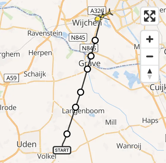 Vlucht Traumahelikopter PH-DOC van Vliegbasis Volkel naar Wijchen op maandag 6 januari 2025 16:31