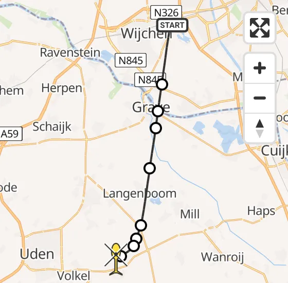 Vlucht Traumahelikopter PH-DOC van Wijchen naar Vliegbasis Volkel op maandag 6 januari 2025 16:56