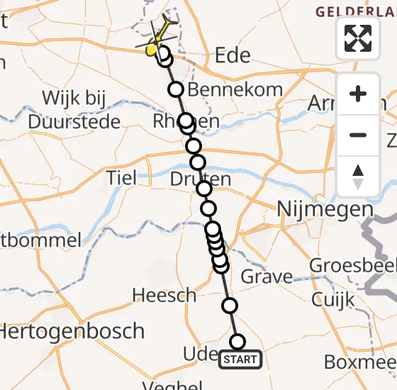 Vlucht Traumahelikopter PH-DOC van Vliegbasis Volkel naar Renswoude op maandag 6 januari 2025 17:55