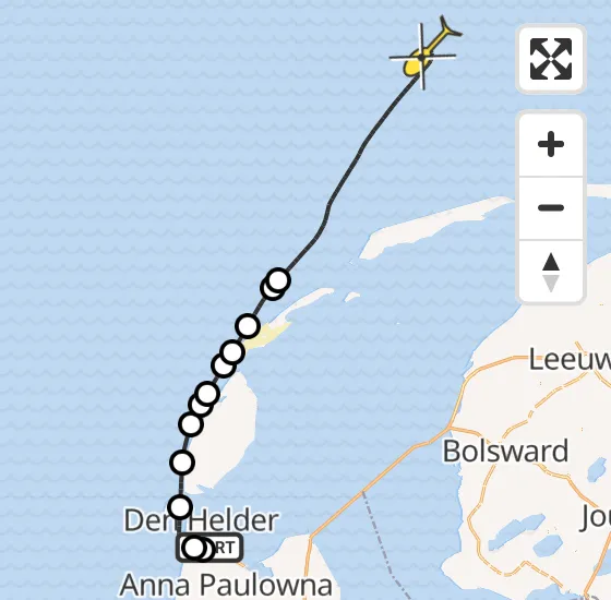 Vlucht Kustwachthelikopter PH-NCG van Vliegveld De Kooy naar  op maandag 6 januari 2025 18:01