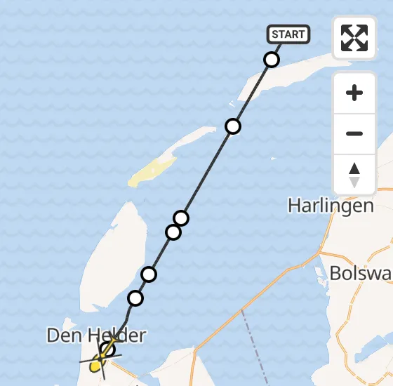 Vlucht Kustwachthelikopter PH-NCG van  naar Vliegveld De Kooy op maandag 6 januari 2025 19:33