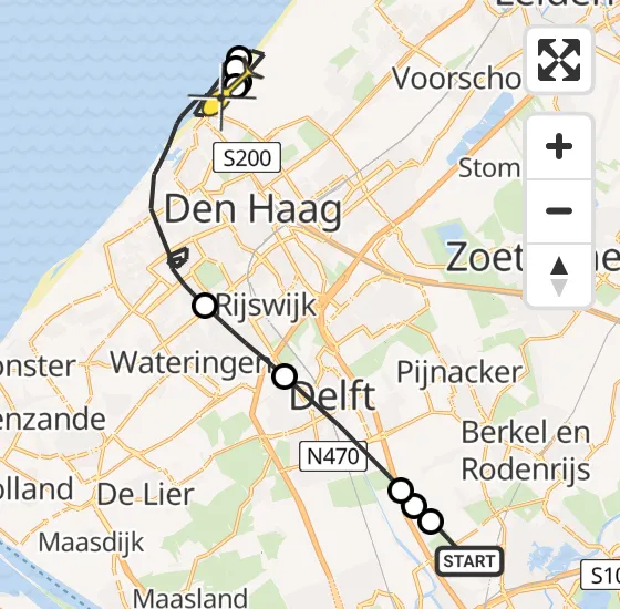 Vlucht Politiehelikopter PH-PXA van Rotterdam The Hague Airport naar Den Haag op maandag 6 januari 2025 19:59