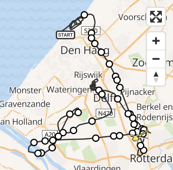 Vlucht Politiehelikopter PH-PXA van Den Haag naar Rotterdam The Hague Airport op maandag 6 januari 2025 20:27