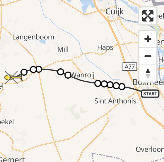 Vlucht Traumahelikopter PH-DOC van Boxmeer naar Vliegbasis Volkel op maandag 6 januari 2025 23:14