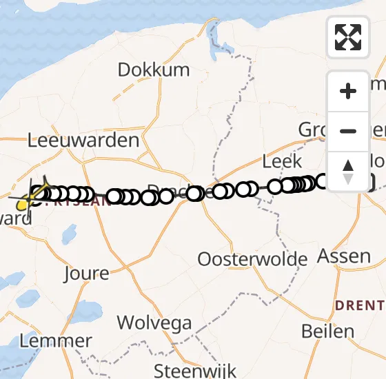 Vlucht Traumahelikopter PH-TTR van Groningen Airport Eelde naar Itens op maandag 6 januari 2025 23:52