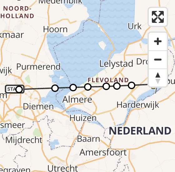 Vlucht Traumahelikopter PH-LLN van Amsterdam Heliport naar Biddinghuizen op maandag 6 januari 2025 23:54