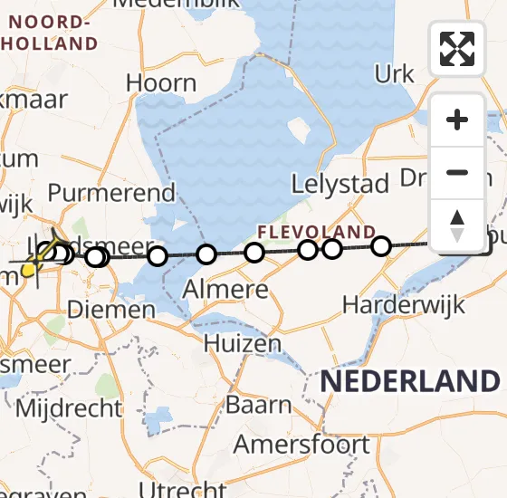 Vlucht Traumahelikopter PH-LLN van Biddinghuizen naar Amsterdam Heliport op dinsdag 7 januari 2025 0:26