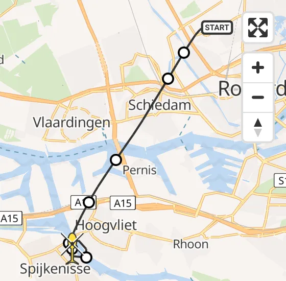 Vlucht Traumahelikopter PH-UMC van Rotterdam The Hague Airport naar Spijkenisse op dinsdag 7 januari 2025 1:15