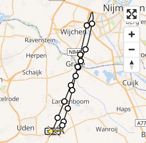 Vlucht Traumahelikopter PH-DOC van Vliegbasis Volkel naar Vliegbasis Volkel op dinsdag 7 januari 2025 8:59