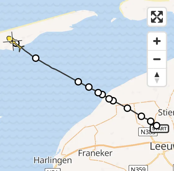 Vlucht Ambulancehelikopter PH-OOP van Ingelum naar Landerum op dinsdag 7 januari 2025 10:02