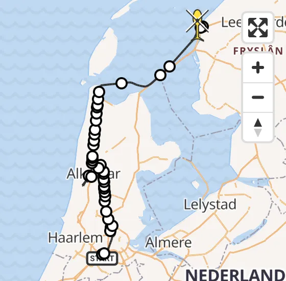 Vlucht Politiehelikopter PH-PXC van Schiphol naar Harlingen op dinsdag 7 januari 2025 10:09