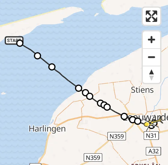 Vlucht Ambulancehelikopter PH-OOP van Striep naar Leeuwarden op dinsdag 7 januari 2025 10:29