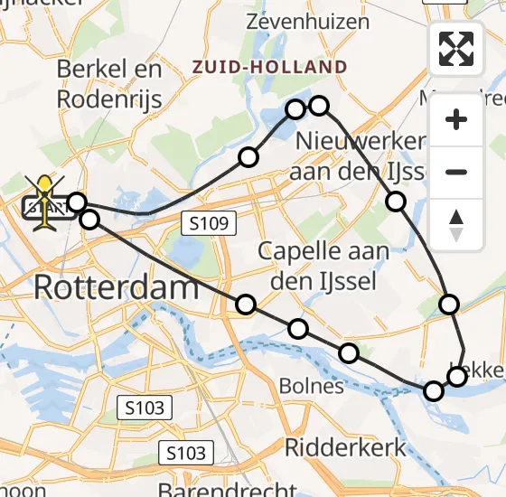 Vlucht Traumahelikopter PH-UMC van Rotterdam The Hague Airport naar Rotterdam The Hague Airport op dinsdag 7 januari 2025 10:33