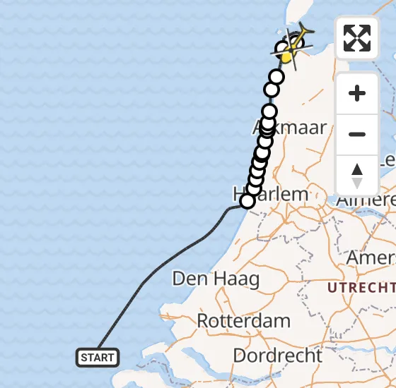 Vlucht Kustwachthelikopter PH-SAR van  naar Vliegveld De Kooy op dinsdag 7 januari 2025 10:36