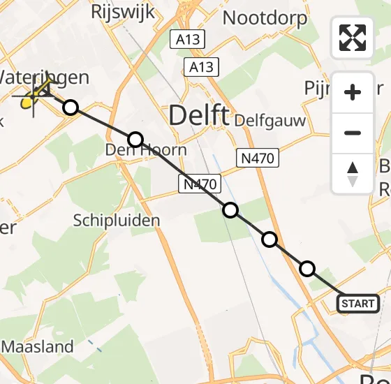 Vlucht Traumahelikopter PH-UMC van Rotterdam The Hague Airport naar Wateringen op dinsdag 7 januari 2025 12:42