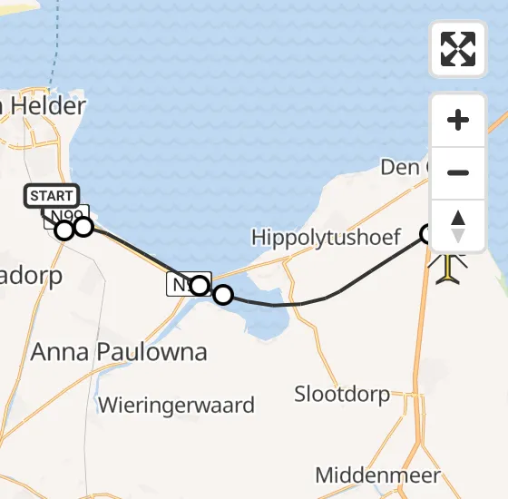 Vlucht Kustwachthelikopter PH-SAR van Vliegveld De Kooy naar Wieringerwerf op dinsdag 7 januari 2025 15:19