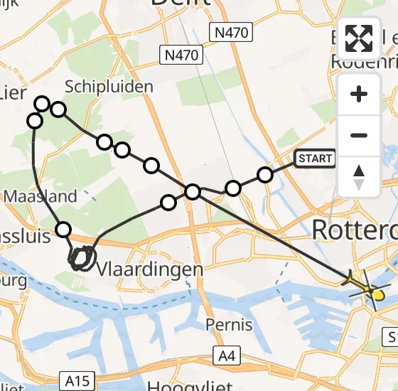 Vlucht Politiehelikopter PH-PXA van Rotterdam The Hague Airport naar Erasmus MC op dinsdag 7 januari 2025 15:22