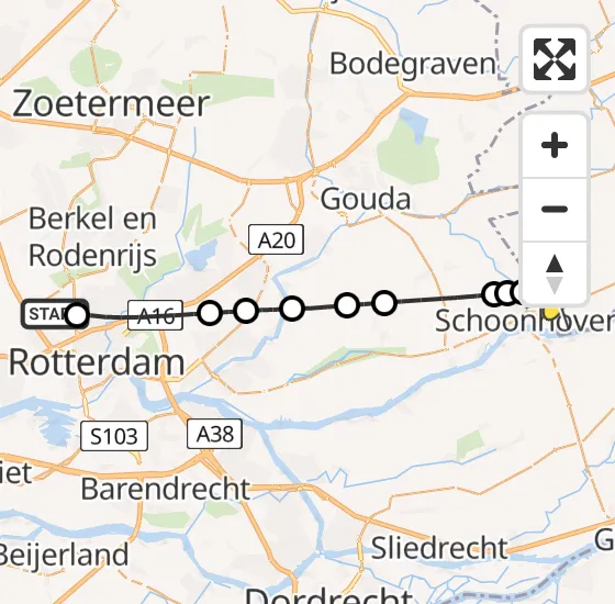 Vlucht Traumahelikopter PH-UMC van Rotterdam The Hague Airport naar Lopik op dinsdag 7 januari 2025 15:30