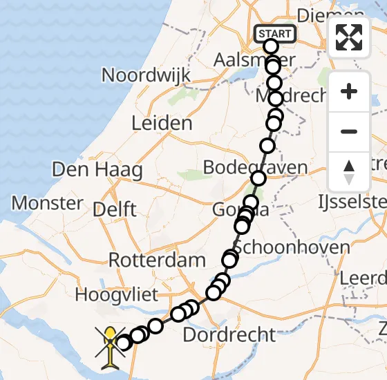 Vlucht Politiehelikopter PH-PXC van Schiphol naar Zuid-Beijerland op dinsdag 7 januari 2025 15:34