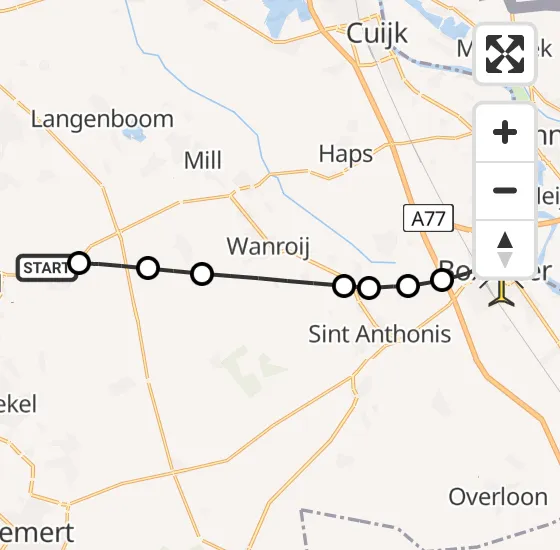 Vlucht Traumahelikopter PH-DOC van Vliegbasis Volkel naar Boxmeer op dinsdag 7 januari 2025 15:38