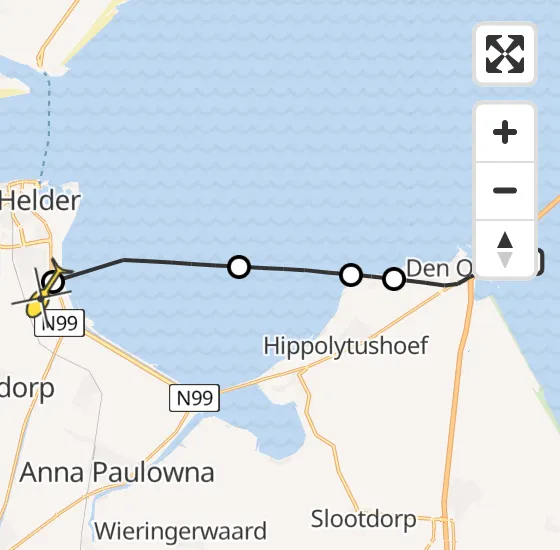 Vlucht Kustwachthelikopter PH-SAR van Den Oever naar Vliegveld De Kooy op dinsdag 7 januari 2025 15:55