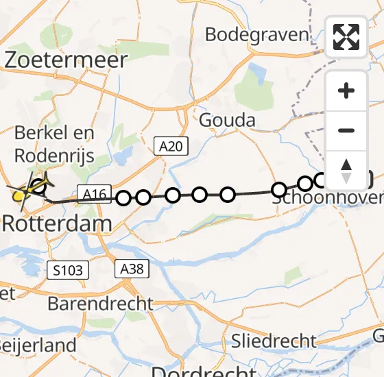 Vlucht Traumahelikopter PH-UMC van Lopik naar Rotterdam The Hague Airport op dinsdag 7 januari 2025 16:10