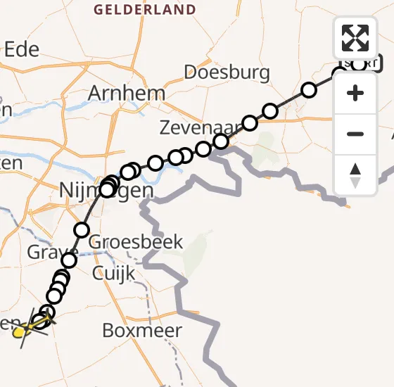 Vlucht Politiehelikopter PH-PXD van Ruurlo naar Vliegbasis Volkel op dinsdag 7 januari 2025 16:19