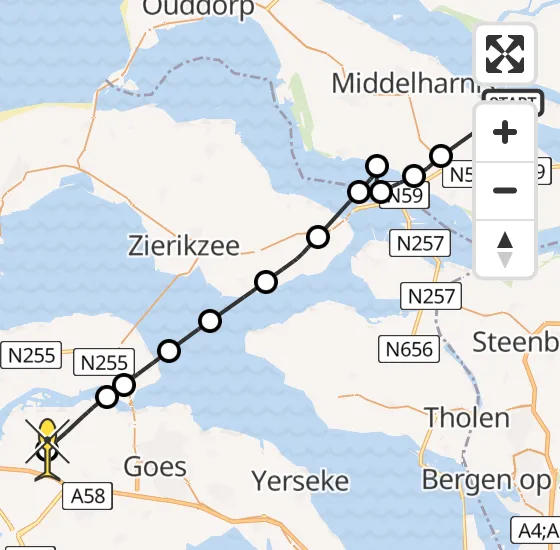 Vlucht Politiehelikopter PH-PXC van Goudswaard naar 's-Heer Arendskerke op dinsdag 7 januari 2025 16:28