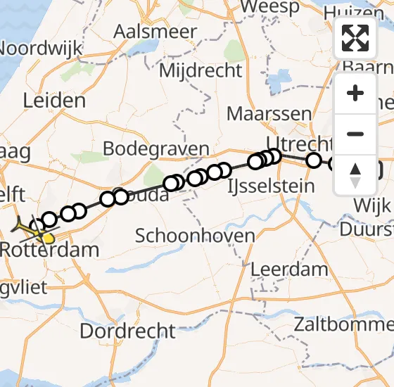 Vlucht Politiehelikopter PH-PXA van Driebergen-Rijsenburg naar Rotterdam The Hague Airport op dinsdag 7 januari 2025 18:43