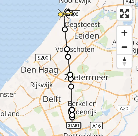 Vlucht Traumahelikopter PH-UMC van Rotterdam The Hague Airport naar Katwijk op dinsdag 7 januari 2025 19:28