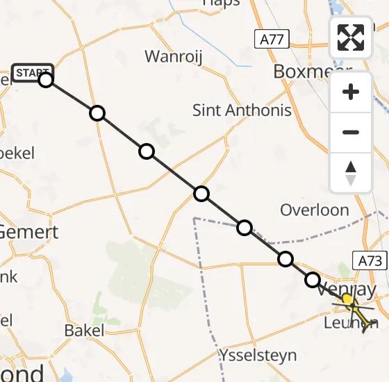 Vlucht Traumahelikopter PH-DOC van Vliegbasis Volkel naar Leunen op dinsdag 7 januari 2025 19:47