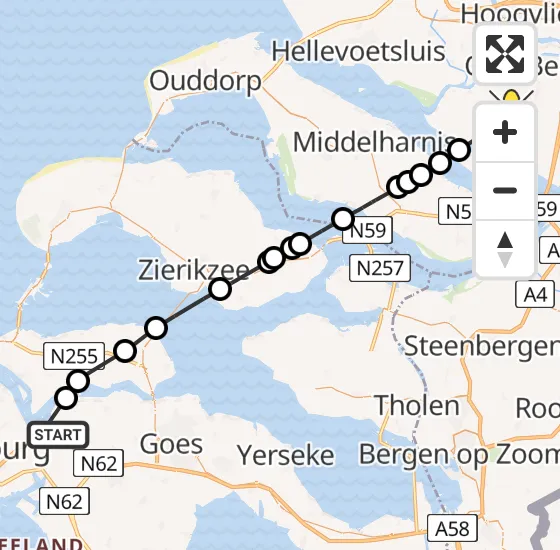 Vlucht Politiehelikopter PH-PXC van Vliegveld Midden-Zeeland naar Zuid-Beijerland op dinsdag 7 januari 2025 19:50