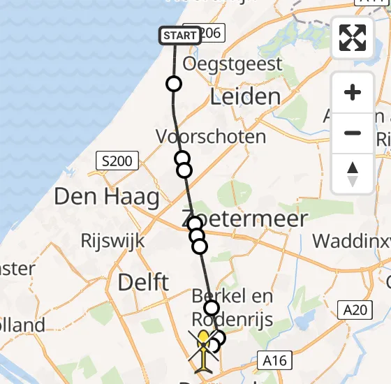 Vlucht Traumahelikopter PH-UMC van Katwijk naar Rotterdam The Hague Airport op dinsdag 7 januari 2025 20:20