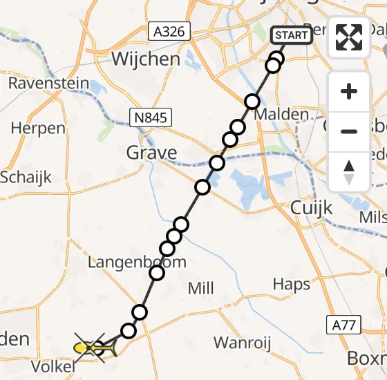 Vlucht Traumahelikopter PH-DOC van Radboud Universitair Medisch Centrum naar Vliegbasis Volkel op woensdag 8 januari 2025 5:02