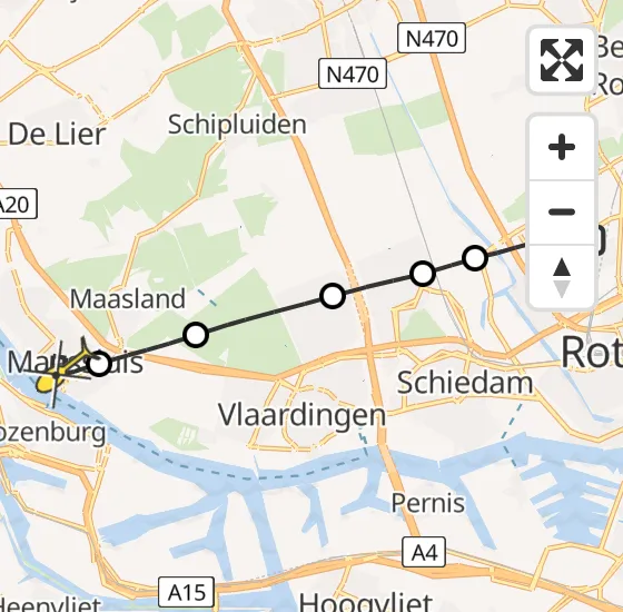 Vlucht Traumahelikopter PH-UMC van Rotterdam The Hague Airport naar Maassluis op woensdag 8 januari 2025 7:15