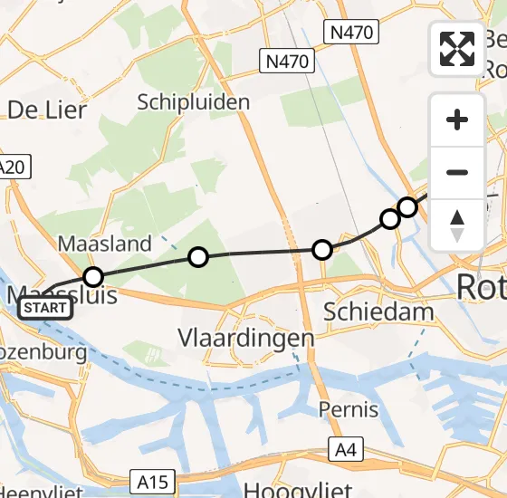 Vlucht Traumahelikopter PH-UMC van Maassluis naar Rotterdam The Hague Airport op woensdag 8 januari 2025 7:50