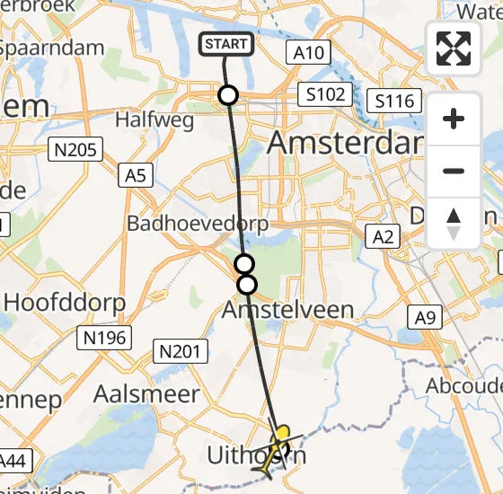 Vlucht Traumahelikopter PH-LLN van Amsterdam Heliport naar Uithoorn op woensdag 8 januari 2025 8:38