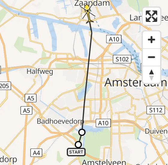 Vlucht Politiehelikopter PH-PXZ van Schiphol naar Zaandam op woensdag 8 januari 2025 8:53